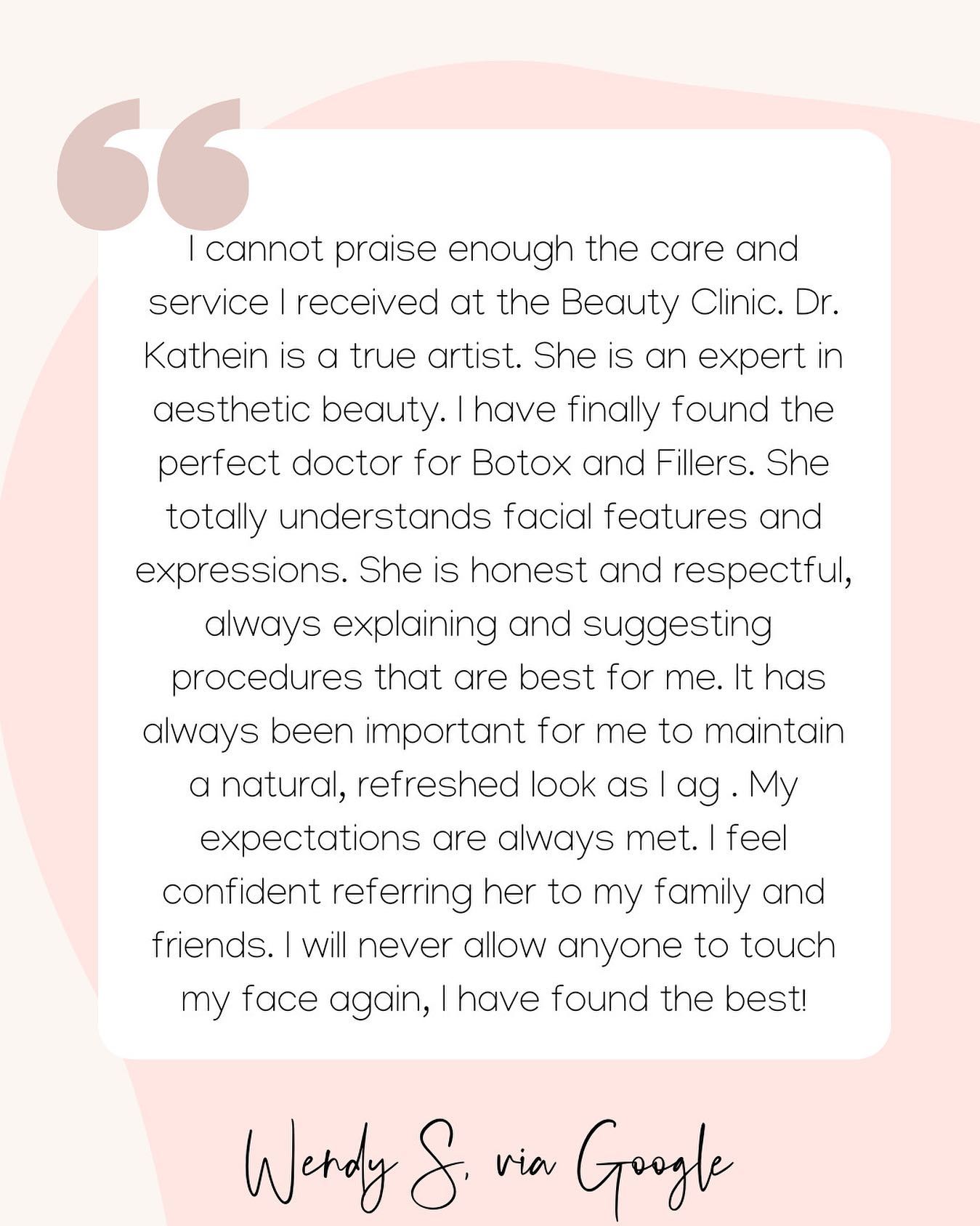 I cannot praise enough the care and service I received at the Beauty Clinic.